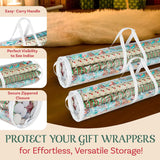 Wrapping Paper Storage - Set Of 2 Organizers For 50 Rolls Of Gift Wrap - Clear Totes With Handles For Holiday, Christmas, Or Any Occasion By