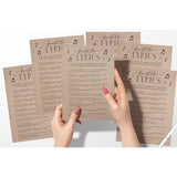 Wedding Bridal Shower Games – Fun Activities In Kraft Minimalist Style, Finish The Lyrics Game With Kraft Design
