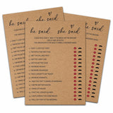 Rustic Kraft Wedding Games - Minimalist Bridal Shower & Engagement Party Decorations, 5" X 7" Double-Sided Cards (25 Pack) - A08