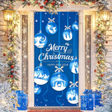 Merry Christmas Nativity Door Cover Decorations, Blue Religious Christmas Ball Door Cover Banner Holy Nativity Christmas Door Banner Happy New Year Banner For Religious Christmas New Year Party Decor