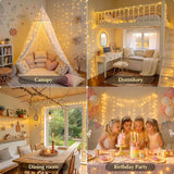 33FT USB Fairy Lights 100 LED Warm White Silver Wire String Lights with Remote Timer for Bedroom Dorm Party Decor