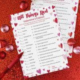 Valentine'S Day Classroom Party Game – 25 Player Cards, All Things Red Trivia Classroom Party Activity, Fun Valentine Trivia Game For Couples, Families, And Friends