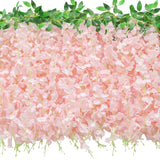 60 Branches Wisteria Hanging Flowers, 4Pcs Wisteria Artificial Flowers Garland, Artificial Wisteria Vine Silk Hanging Flower For Home Garden Outdoor Ceremony Wedding Arch Floral Decor (Pink)