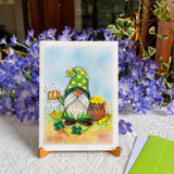St. Patrick'S Day Card, Green Gnome Quilling Card, Artful Greeting Card, Handcrafted St Patrick Day Card, Vintage Saint Patrick'S Card For Family, Friend, Blank Inside With Envelop