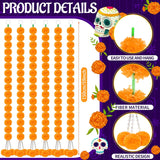 6 Pcs 5 Feet Long Strands Marigold Flowers Garland With Pendant Indian Wedding Decoration Artificial Decorations For Altar Faux Flower For Diwali, Pooja, Bush Floral Party (Orange)
