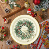50Pcs Merry Christmas Paper Plates Xmas Wreath Disposable Plates 9 Inch Decorative Dinner Dessert Plates For Home Party Tableware Supplies