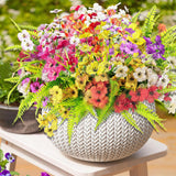 14Pcs Artificial Flowers Outdoor Uv Resistant Fake Flower For Outside Faux Greenery Plant Planter Plastic Flowers - No Maintenance Outdoor Faux Flowers For Porch Garden Home Decor (Mix 4)