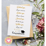 Graduation Card For Him Her, Inspirational Graduation Gift For High School & College Grad, Behind You Before You Around You Within You Message – 5"X7" Folded Card With Envelope & Sticker