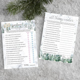 Baby It'S Cold Outside Winter Baby Shower Games - All Things Winter And Mommy Or Daddy (2 Game Party Bundle) - 20 Cards For Guests
