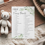 Greenery Baby Shower Games — Cartoon Parent Match Game — Pack Of 25 — Gender Neutral Floral, Green Leaves Branch, Fun Match The Cartoon Parents Baby Shower Activity G320-Dpm