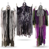 3PCS Hanging Halloween Skeleton Ghosts Decorations for Outdoor Indoor