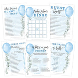 Boy Baby Shower Games (Set Of 6 Fun Activities For 25 Guests), Blue Boy Themed Baby Shower Games