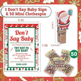 Don'T Say Baby Game,Christmas Baby Shower Game,50 Cute Christmas Featured Wooden Clothespins And One Sign, Christmas Baby Shower Decorations, Christmas Gender Reveal-Dsbb11