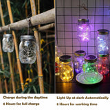Solar Mason Jar Lid Lights, 6 Pack 20 Led Waterproof String Fairy Star Firefly Jar Lids Lights For Patio Garden Yard Law