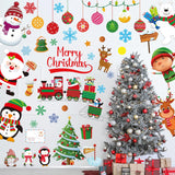 Christmas Wall Decals Stickers 142Pcs Removable Merry Christmas Wall Decorations Xmas Bathroom Fireplace Decor Santa Claus Snowman Reindeer Door Decal Indoor