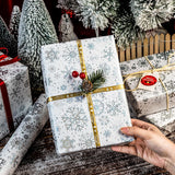 3D Kraft Christmas Wrapping Paper Roll, Silver Glitter Snowflake Wrapping Paper, Classy Flakes Snowflake Silver Christmas Gift Wrap For Winter Holiday, Festive Celebration (17 Inch X 33 Feet)