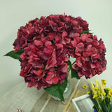 Red Hydrangea Artificial Flowers,6 Pcs Faux Hydrangea Flowers,Artificial Hydrangeas Flowers With Stems,Fake Hydrangeas,Red Silk Flowers With Stems For Home Decor (6, Dark Red)
