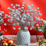 30 Pcs 14 Inch Silver Christmas Tree Picks And Spray Glitter Ball Curly Picks Large Artificial Berry Stems And Sticks For Christmas Tree Decor Holiday Vase Fillers Topper Ornaments
