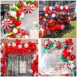 38Pcs Christmas Balloons, Big Red Green Candy Cane Foil Mylar Balloon For Party Decorations