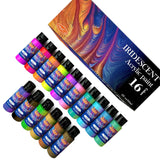 Iridescent Acrylic Paint Set Of 16 Chameleon Colors 60Ml 2 Oz Bottles, High Viscosity Shimmer Paint For Artists, Beginners On Rocks, Crafts, Canvas, Wood, Fabric, Ceramic