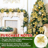 36 Pcs Christmas Glitter Poinsettia Flowers Artificial Flower Ornaments Fake Flower Christmas Tree Decorations Glitzy Poinsettia With Clips For Diy Xmas Wreaths Holiday Home Party Decor (Gold)