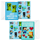 Hallmark Minecraft Valentines Day Cards and Stickers for Kids School (24 Classroom Valentines with Envelopes)