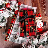 Reversible Holiday Plaid Christmas Wrapping Paper Roll Vintage Red Black Toile Buffalo Plaid Design Gift Wrap Sheets For Christmas Winter Party Celebration - Total 28.5Sq.Ft