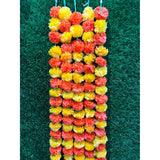 5 Pc - 5 Feet Marigold Garland |Indian/American Wedding Party Mantle Decoration, Faux Garlands Wedding Garland, Diwali Decoration, Spring Bush Floral! (Dark Orange And Orange)