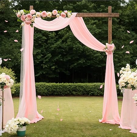 Blush Wedding Arch Draping Fabric, 19Ft x 28" Panel for Ceremony & Home Decor
