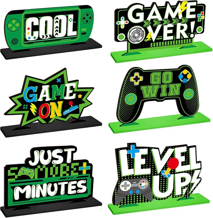 6 Pcs Video Game Party Centerpieces - Gaming Theme Decorations for Adult Birthday