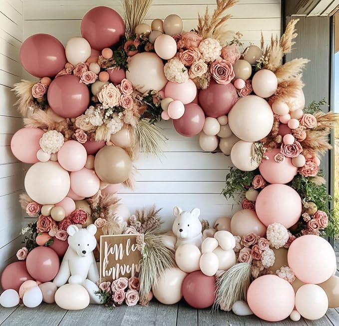 Dusty Pink Balloon Arch Kit - 112PC Boho Party Garland