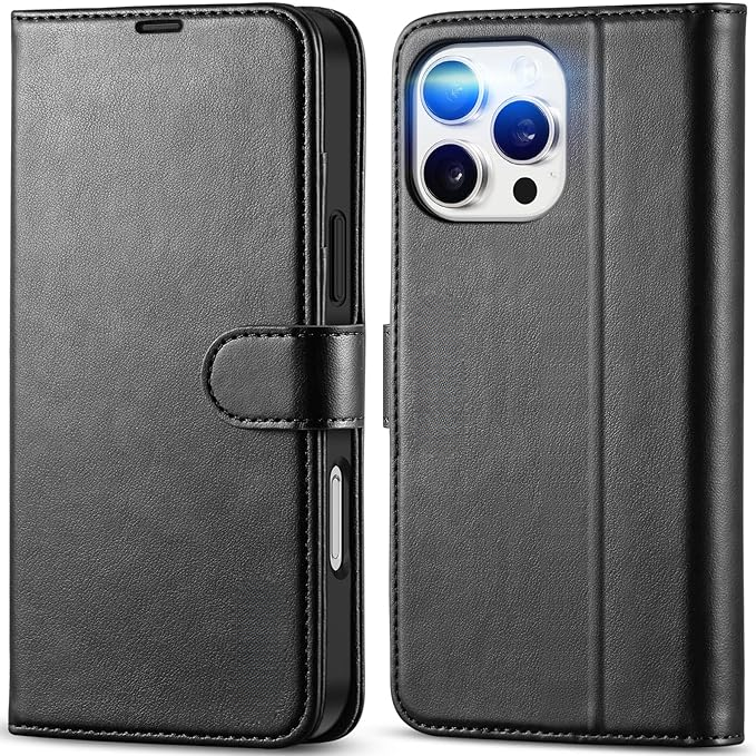 iPhone 16 Pro Max Case Wallet, RFID Blocking, 4 Card Holder, Kickstand, Shockproof