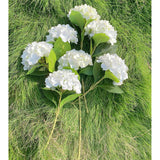 4Pcs 23 Inch Hydrangea Artificial Flowers?Large White Real Touch Hydrangeas?Fake Soft Hydrangeas With Leaves Stems - White