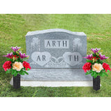 2 Sets Vibrant Cemetery Flowers - Beautiful Grave Decorations With Artificial Roses And Silk Flowers (Red, 2 Bouquets)