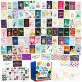 110 Pack Gold Foiled & Glittery 5X7In All Occasion Cards Assortment Box With Envelopes & Stickers, 110 Folded Unique Designs For Friends & Family With Printed Message - Gifting, Mailing
