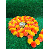 5 Pc - 5 Feet Marigold Garland |Indian/American Wedding Party Mantle Decoration, Faux Garlands Wedding Garland, Diwali Decoration, Spring Bush Floral! (Dark Orange And Orange)
