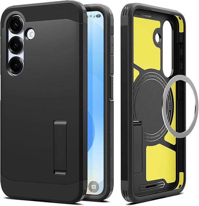 Tough Armor MagFit Case for Galaxy S25 with Kickstand & Fast Wireless Charging - Black