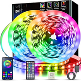 100FT RGB LED Strip Lights Music Sync App & Remote Control Color Changing Bedroom Lights