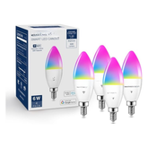 E12 Smart Light Bulbs 4 Pack RGBCW Color Changing WiFi BLE Candelabra LED Bulbs Alexa Google Compatible