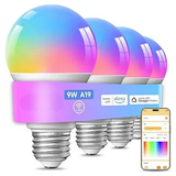 Smart Light Bulbs 4 Pack A19 E26 RGB Color Changing WiFi Bluetooth Alexa Google Compatible