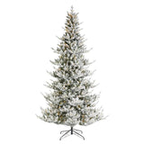 9 ft. Pre-Lit Flocked Upward Slim Fir Artificial Christmas Tree with 600 Warm white Lights