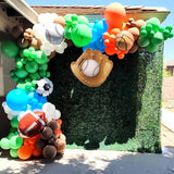 Sports Balloon Arch Garland Kit Football Party Decorations with Brown Green Orange and Blue Balloons