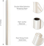 Cream Pearl Glossy Wrapping Paper 17"x32.8' – Elegant Wrap for Any Occasion
