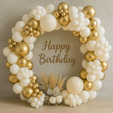 White and Gold Balloon Arch Kit, 91 Piece Party Decoration Set for Event