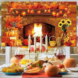 Thanksgiving Fireplace Backdrop Fall Pumpkin Maple Leaf Sunflower Party Decor