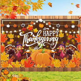 Large Thanksgiving Banner Turkey Pumpkin Maple Leaf Backdrop Party Photo Decor