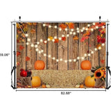 7x5FT Fall Pumpkin Backdrop Wood Floor Leaves Thanksgiving Photo Background Party Decor
