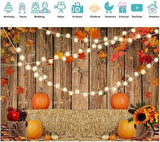 7x5FT Fall Pumpkin Backdrop Wood Floor Leaves Thanksgiving Photo Background Party Decor