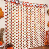 Fall Decor 2 Pack Red Gold Orange Maple Leaves Foil Fringe Backdrop Thanksgiving Party