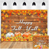 Happy Fall Yall Backdrop Pumpkin Rustic Wooden Maple Leaves 7x5FT Thanksgiving Photo Background